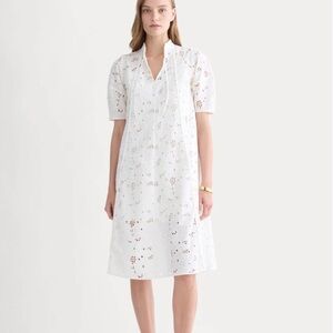 Everlane eyelet midi dress in soft bone color